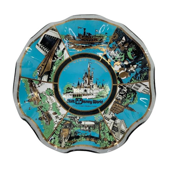 Vintage Walt Disney World Souvenir Plate Dish 1960s Magic Kingdom Ruffed Edge - Picture 13 of 13
